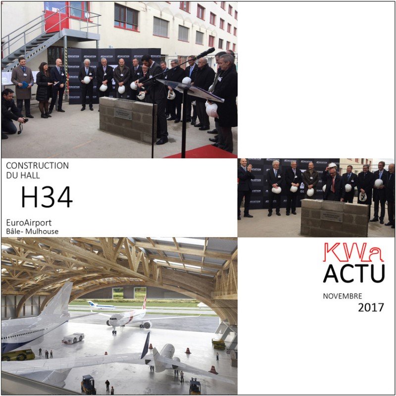 11/2017 - Pose de la 1ère Pierre pour le projet du Hall 34 de JET AVIATION à l'Euroairport