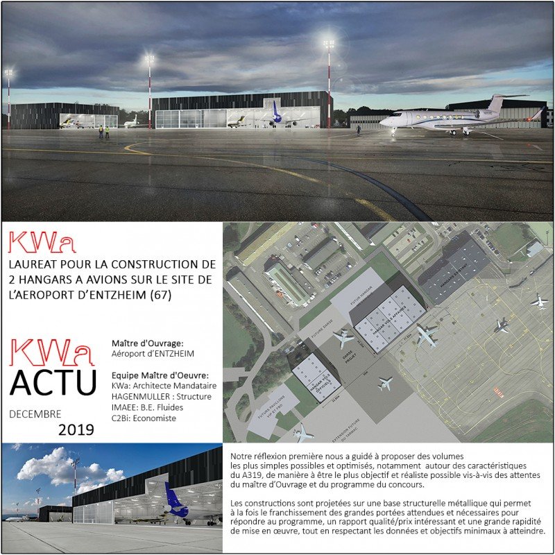 12/2019 - KWA LAUREAT POUR LA CONSTRUCTION DE 2 HANGARS a L'AEROPORT D'ENTZHEIM