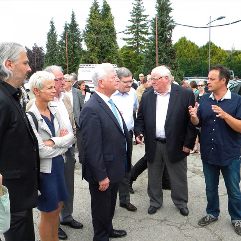 09/2014 - Pose de la 1ère pierre sur le chantier de la Médiathèque du Sundgau à Altkirch